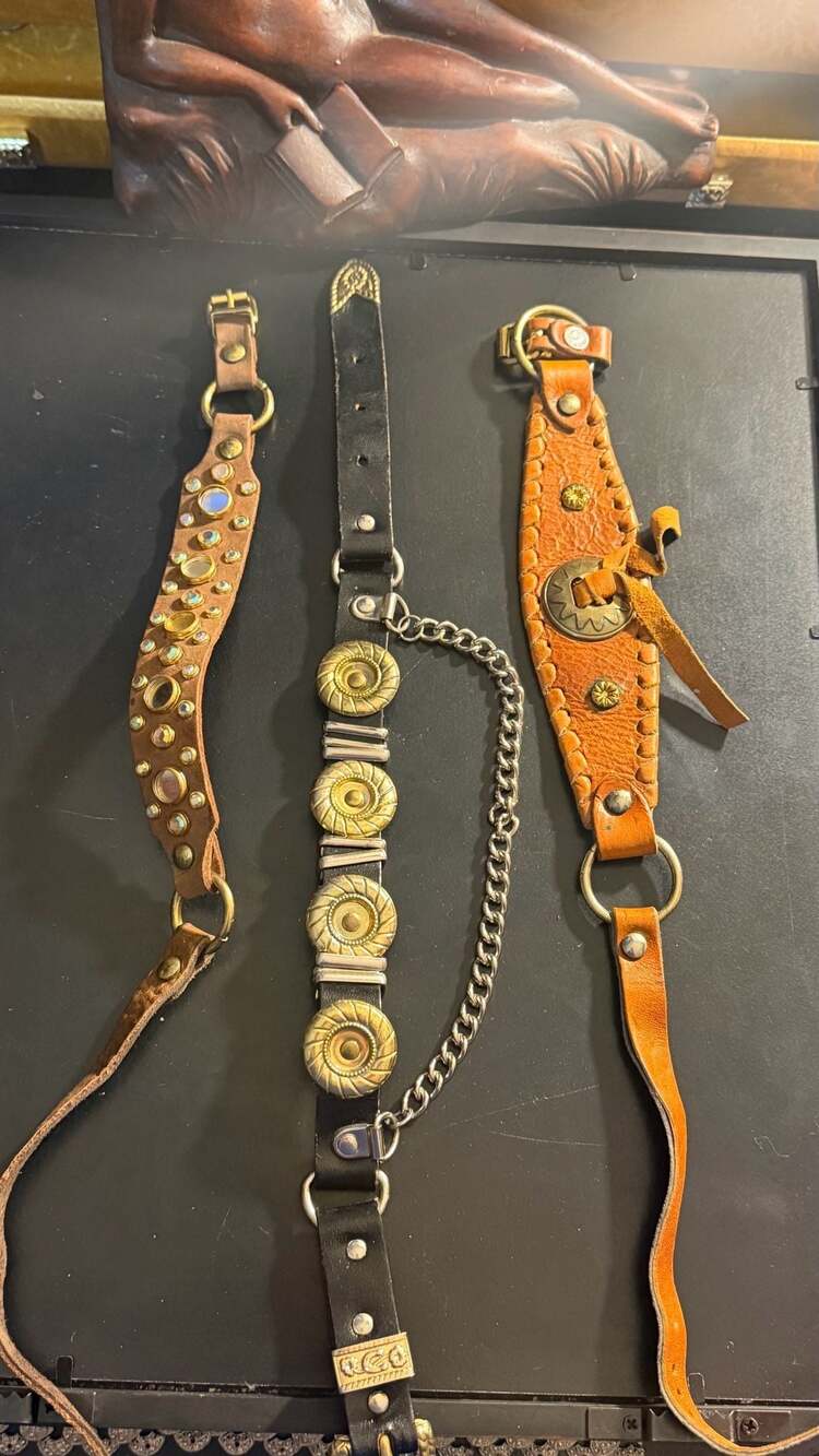 Set of 3 Vintage Bohemian Western Style Leather Chokers